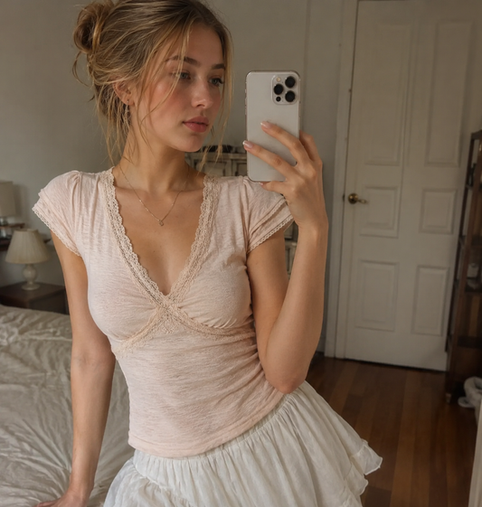 Soft Lace Korean Mood Top