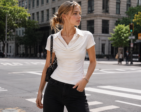 Layered Drape Collar Top