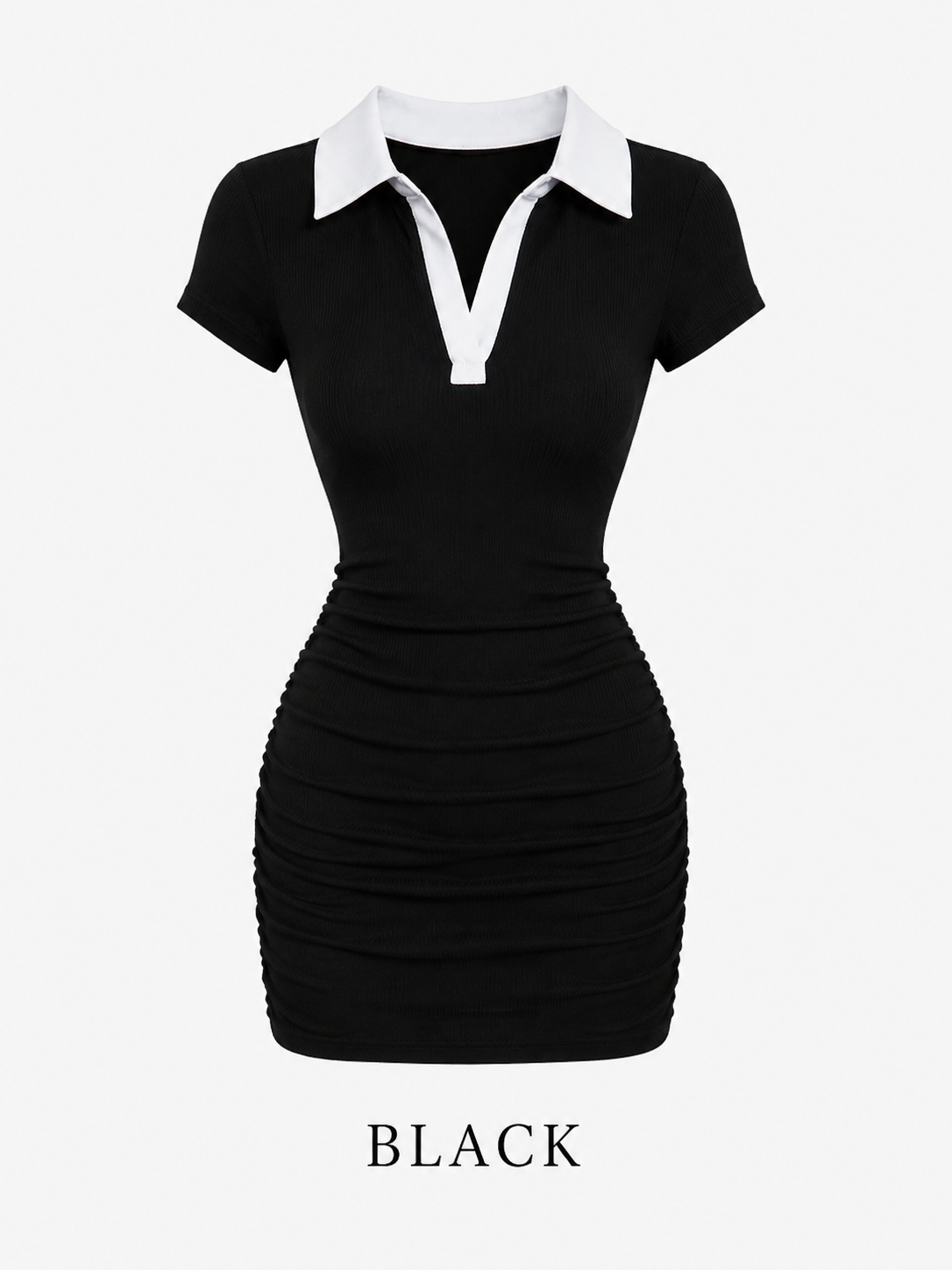 Elegant Ruched Long Sleeve Mini Dress